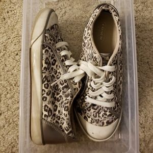 Coach white, gray, silver leopard sneakers
